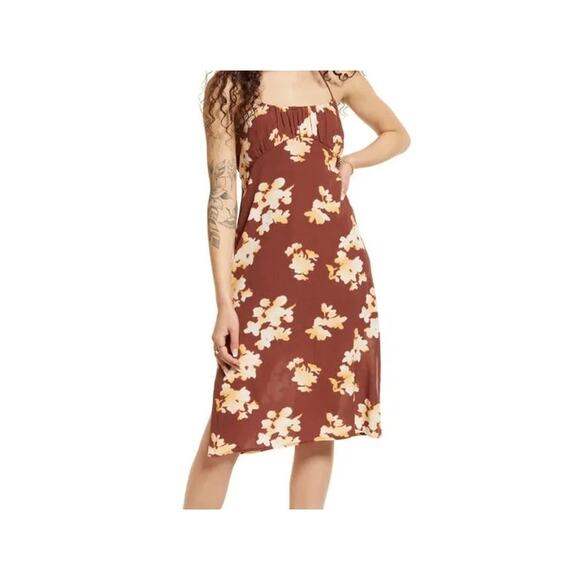 New ~ BP. NORDSTROM ~ Halter Neck Midi Dress Size XS/S Vacation 100% VISCOSE - Picture 1 of 8